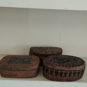 3 sets handwoven boxes